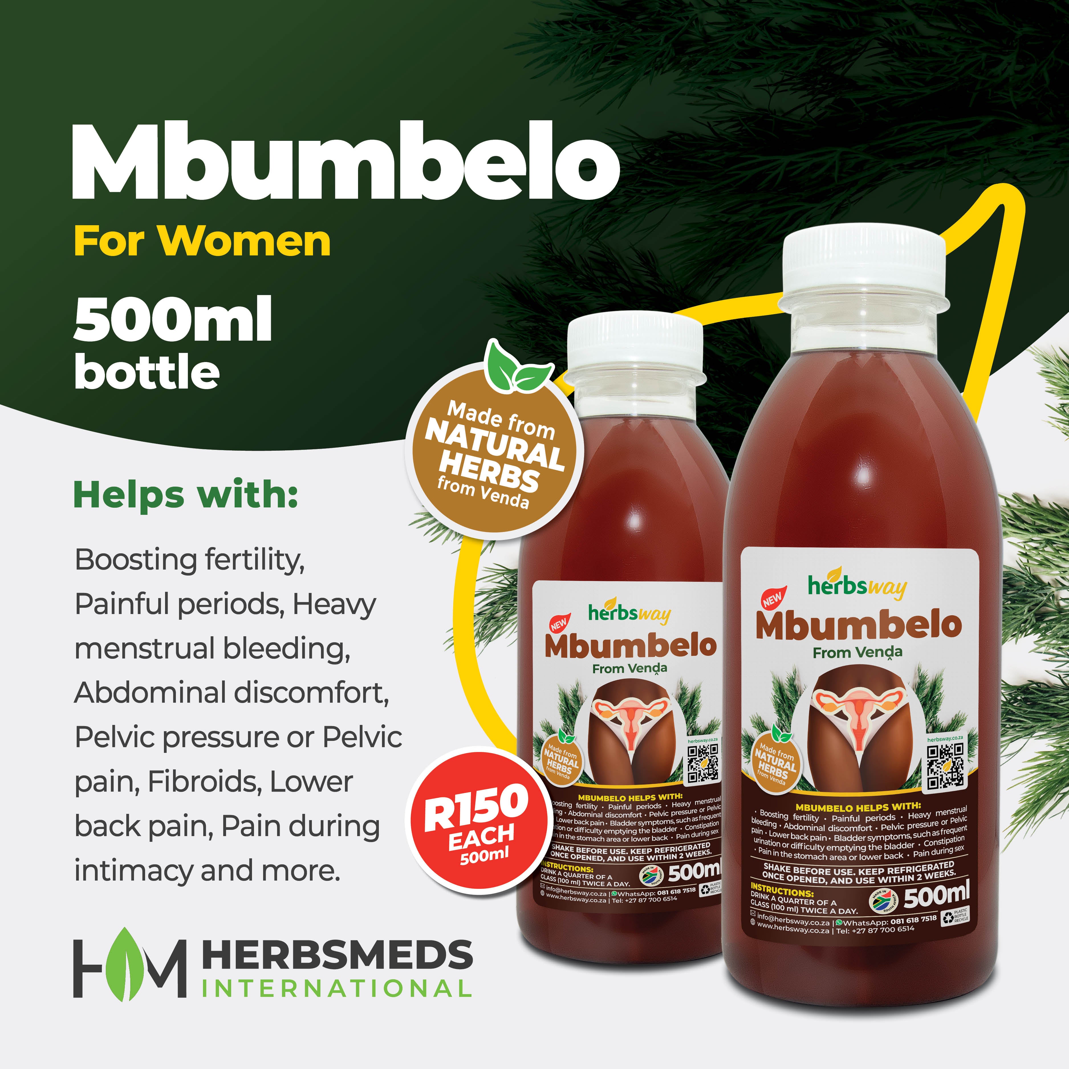 Herbsway Mbumbelo 500ml – Menstrual Comfort & Pelvic Wellness Tonic