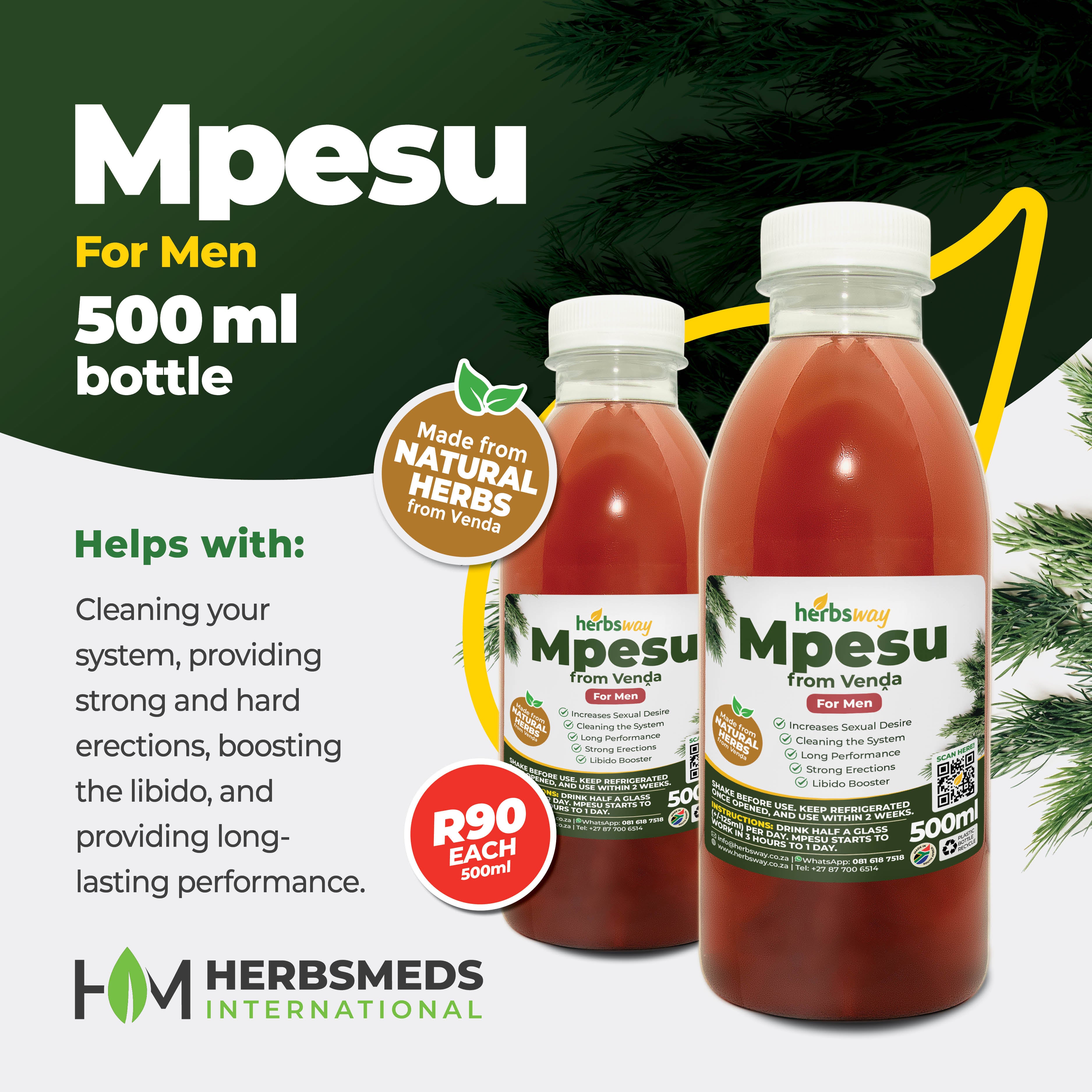 Herbsway Mpesu for Men 500ml – Maximum Strength Male Vitality & Stamina Tonic